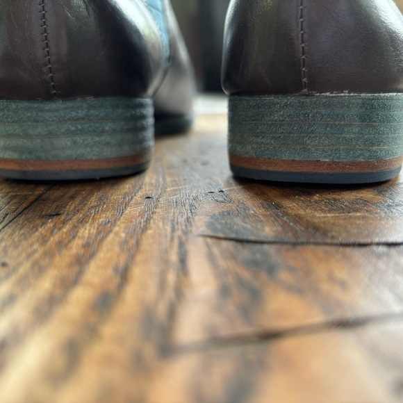 Size 7 Eu 38 Kork Ease Grey and Teal leather Ankle Boots Flats - Picture 3 of 10